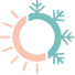 Animated sun and snowflake connected to represent heat and cold sensitivity