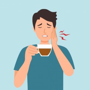  man coffee toothache illustration 