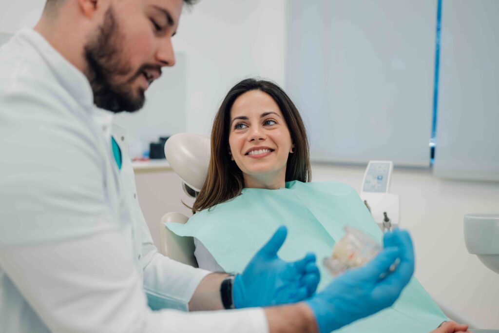 Woman smiling in the dental chair